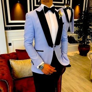 X piece suit: blazer & dress pants belted scrunch sleeve maroon